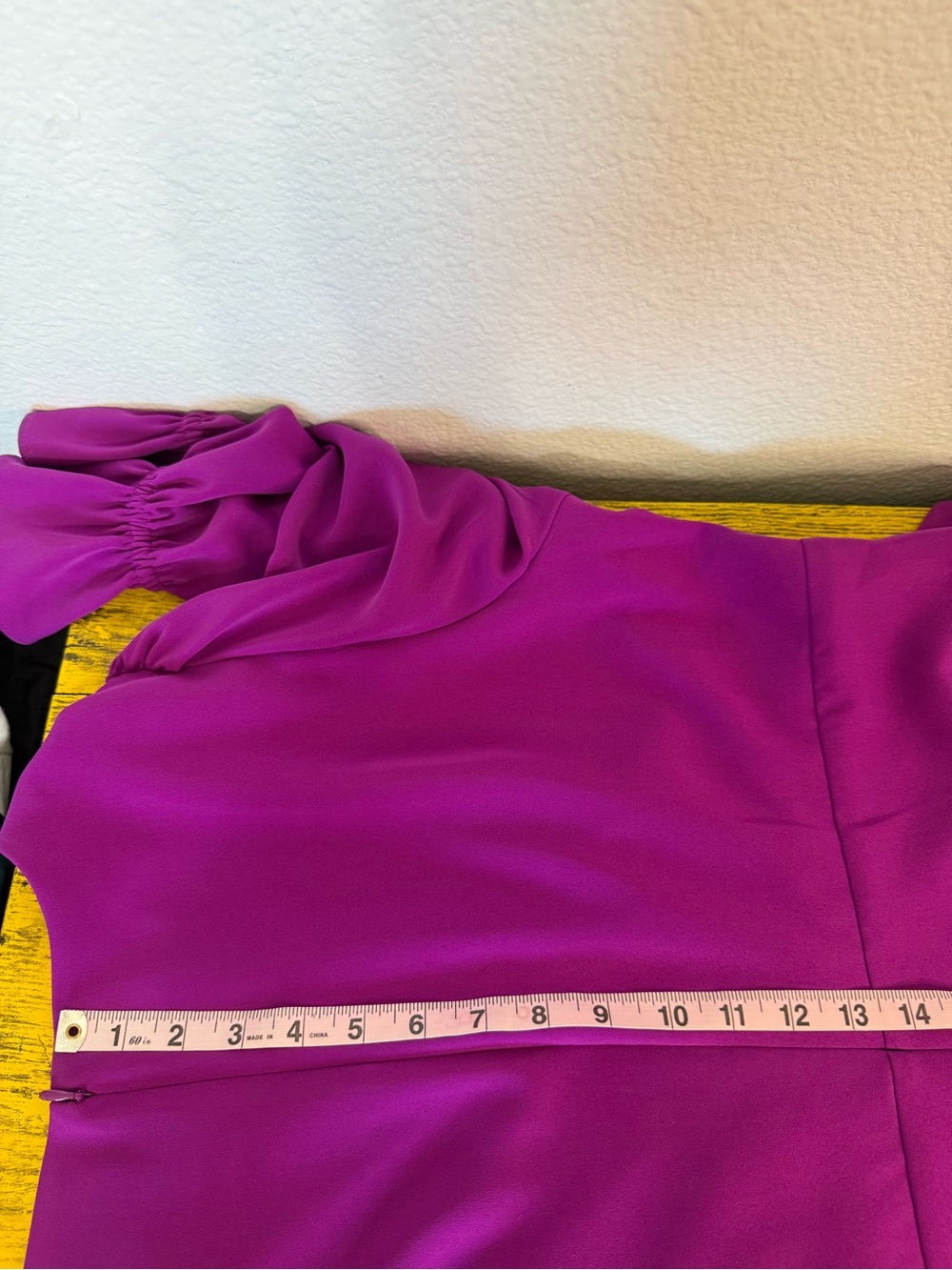 DKNY Empire Midi Dress 3/4 Ruffle Sleeves V-neck Magenta A-line Women’s Size 16 - Picture 11 of 15